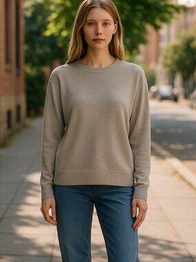 RACHEL ZOE Tan 2 Ply Cashmere Long Sleeve Pullover Ladies Medium